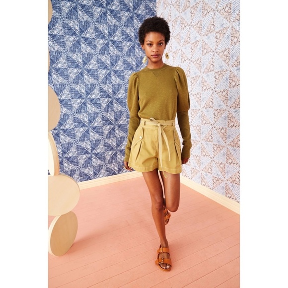 ULLA JOHNSON Philo Pullover Fatigue Green Puff Sleeves Pullover Size P X-Small - Picture 5 of 15